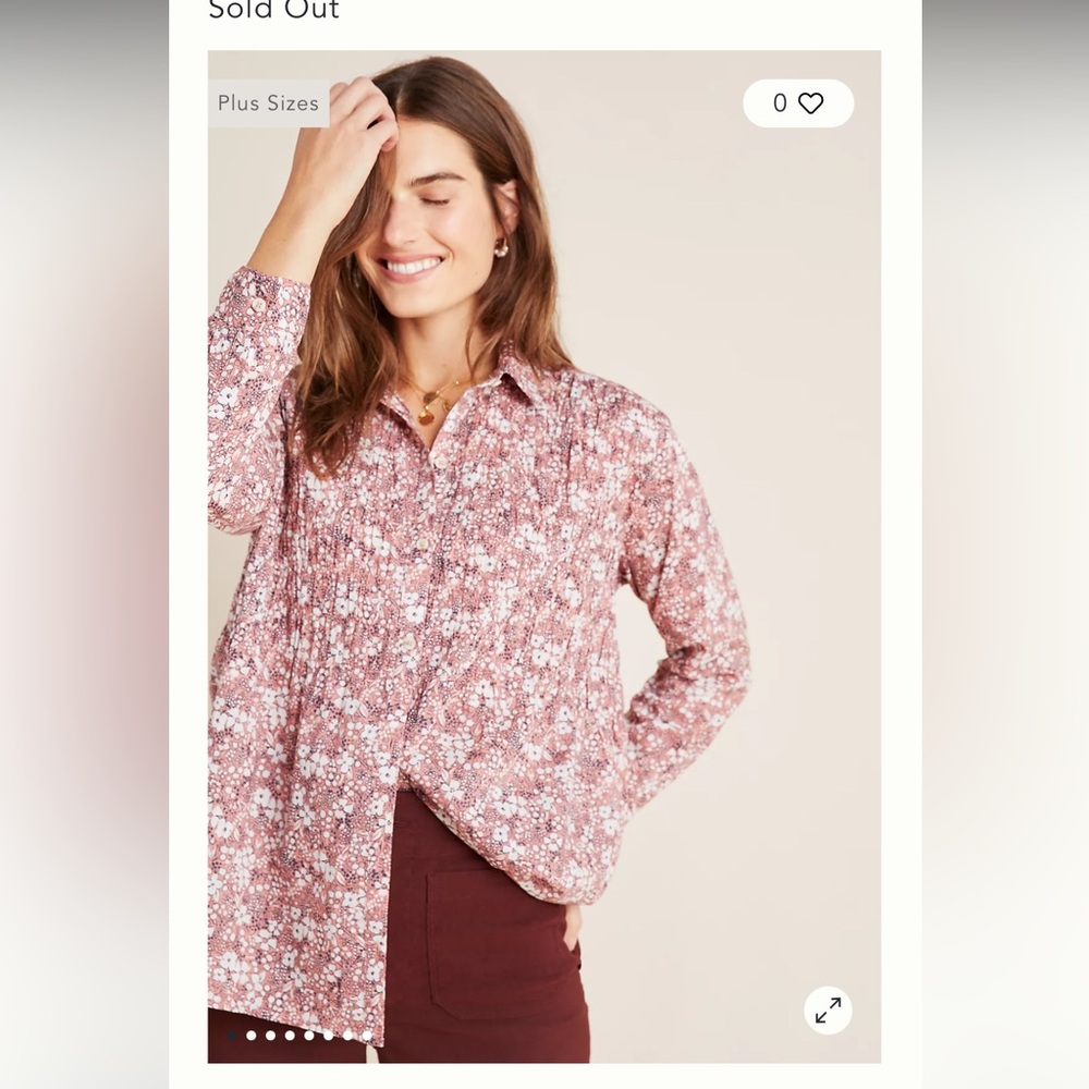 Anthropologie The Sasha Smocked Boyfriend Buttondown